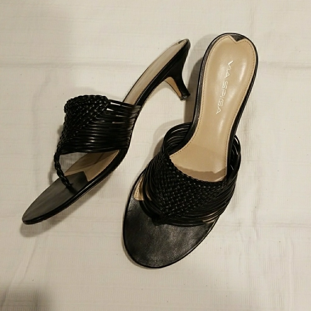 VIA SPIGA Black slip on All Leather Sandals